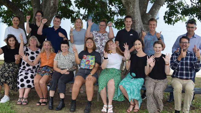 (Back, from left) Bowen State High School principal Pam Prichard with new staff Jack Gleeson, James Jakins, Liezl Theunissen, Rachel Cooper, Sam Watson, Matt O'Keefe, deputy principal Stuart Butwell, (front, from left) Bridget Conti, Pauline Neill, Danielle Maxwell, Dimity Ball, Jess Cai, Amber McIlroy, Emma Faint, Sophie Shadlow and deputy principal Rob Harris.