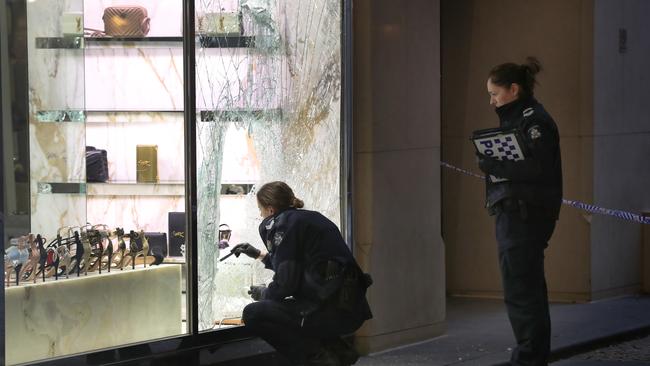 Smash and Grab at the Miss Louise shop on Collins. Tuesday, May 26, 2020. Picture: David Crosling