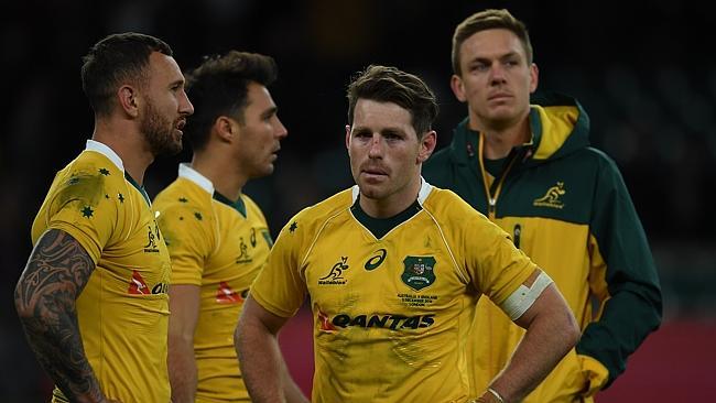 LONDON, ENGLAND - DECEMBER 03: Bernard Foley of Australia looks dejected after the final whistle during the Old Mutual Wealth Series match between England and Australia at Twickenham Stadium on December 3, 2016 in London, England. (Photo by Mike Hewitt/Getty Images)