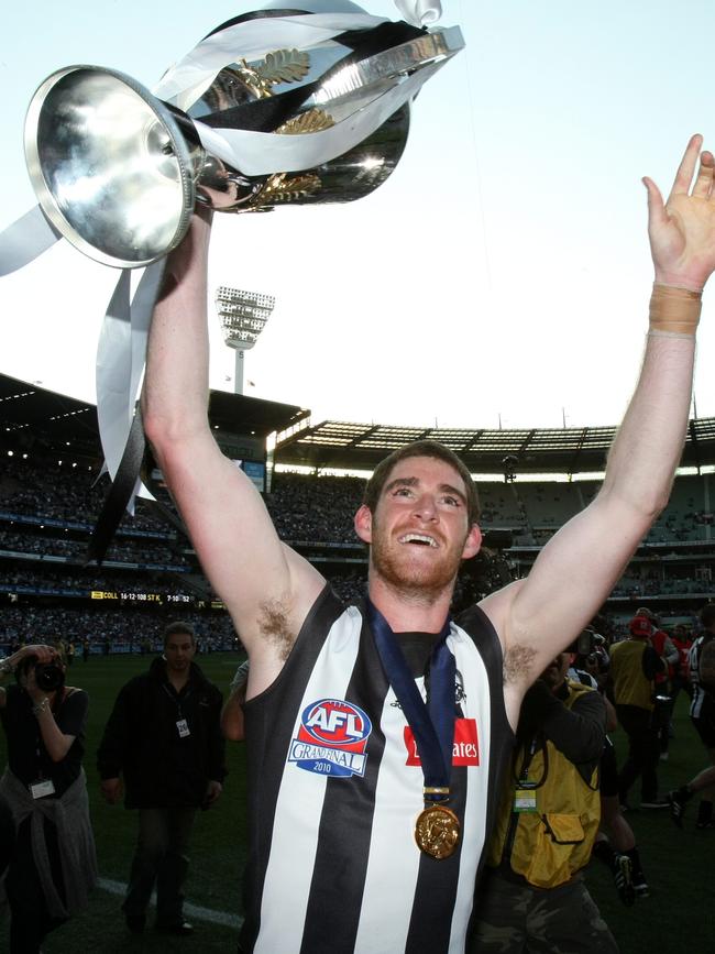 Tyson Goldsack with the 2010 premiership cup.