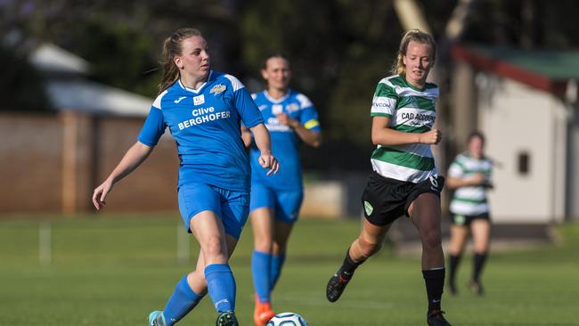 Madison Franke for South West Queensland Thunder against Souths United in NPLW round 17 football at Clive Berghofer Stadium, Saturday, November 7, 2020. Picture: Kevin Farmer