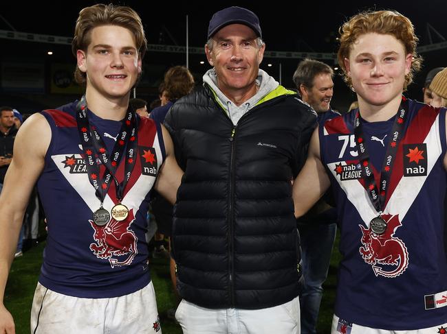 Will, Marcus and soon-to-be Lion Levi Ashcroft. Picture: Daniel Pockett/AFL Photos/via Getty Images