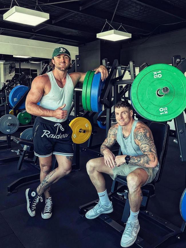 Rhys and Mitch in the gym. Credit: Instagram/rhys.mathieson