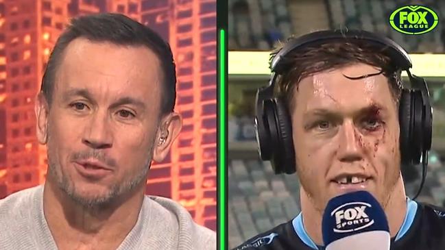 Matty Johns could barely keep a straight face. Photo: Twitter, Fox league.