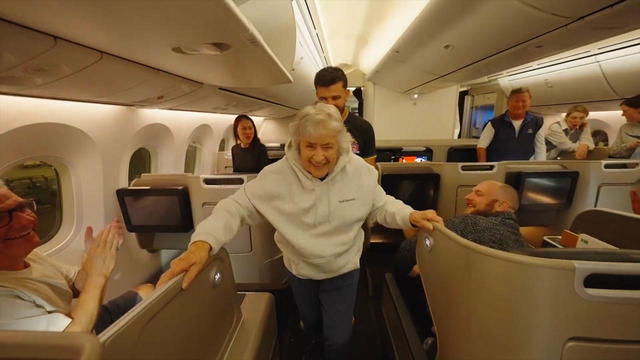 Dorothy Smith, 102, making her journey to Australia on Qantas. Picture: Destination NSW / Yes Theory