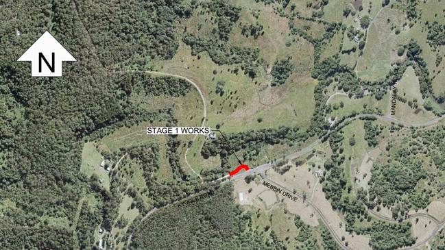 A development application proposing early works, related to a planned "intentional community" in the Mount Burrell and Kunghur area, has been lodged with Tweed Shire Council. This image indicates the site where Stage 1 works to upgrade a road access are proposed.