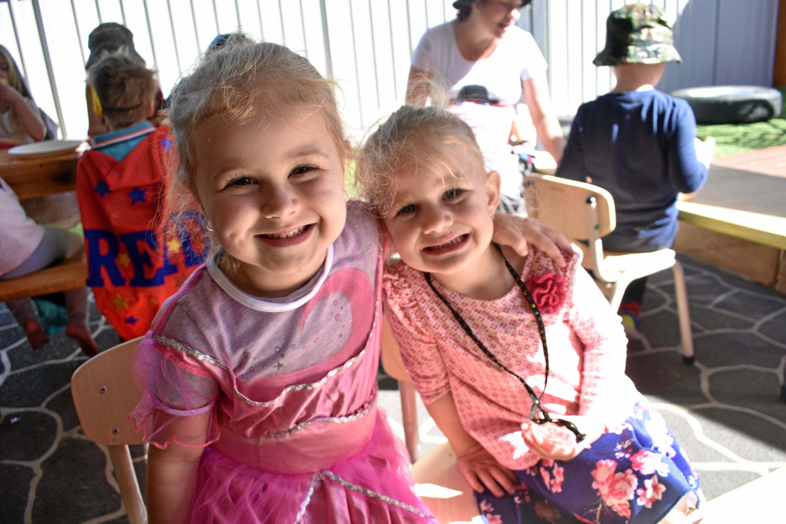 Willow Prior and Alayna Maskill from Goodstart Early Learning. Picture: Jorja McDonnell