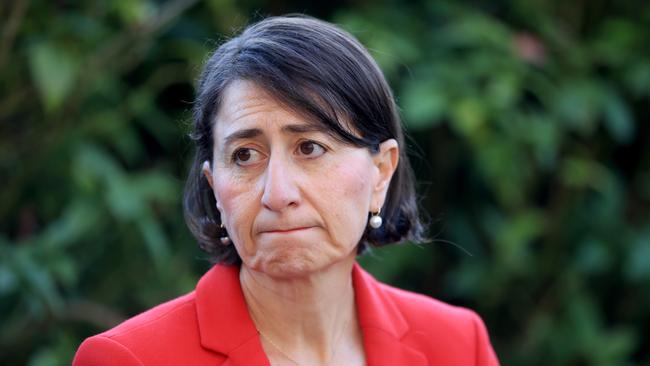 Premier Gladys Berejiklian addressing the Gareth Ward allegations at a press conference on Friday. Picture: NCA NewsWire / Damian Shaw