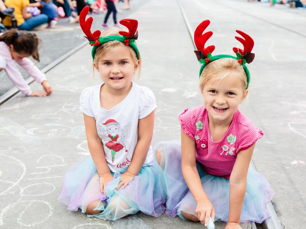 Jemma and Chloe DiBartolo at the Glenelg Christmas Pageant:. Picture: Helen Page