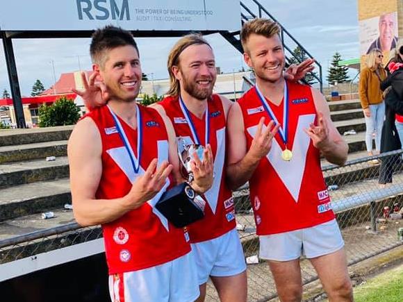 Jace Rodda, Nathan Frost and Ben Daniels have 6 premierships under their belt. Picture: Tasman Roosters