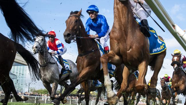 James Cummings believes Zardozi (blue silks) is a live chance in Tuesday’s Melbourne Cup. Picture: Vince Caligiuri / Getty Images