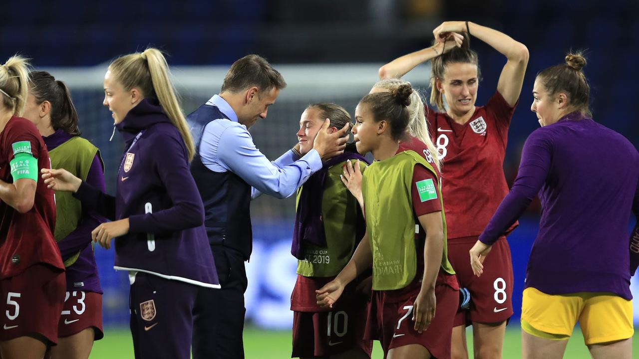 England coach Phil Neville sonsoles star striker Fran Kirby