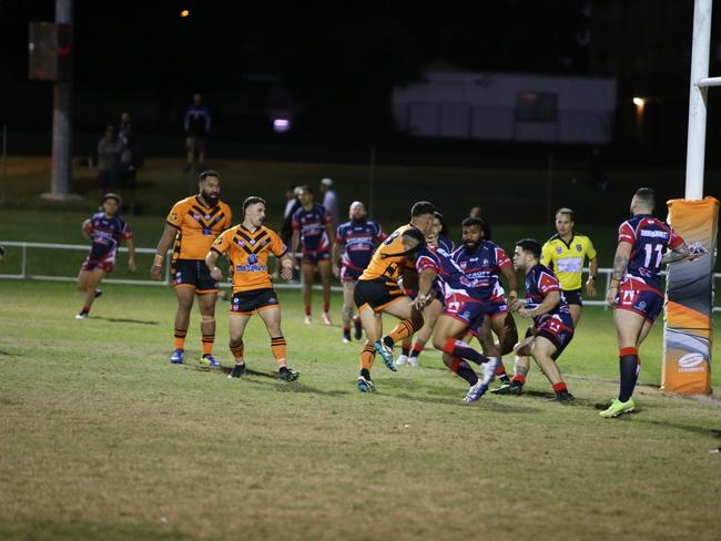 Israel Folau makes his Rugby League Gold Coast debut for Southport Tigers against defending champions Runaway Bay at Owen Park, Southport. Pic Mike Batterham