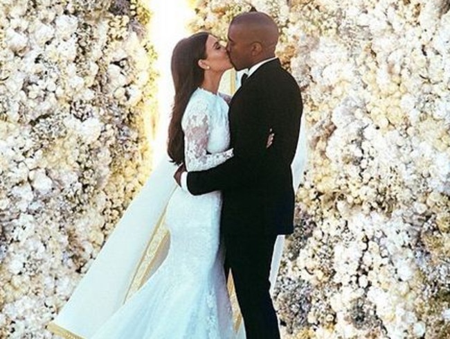 Four days to perfect: Kim Kardashian and Kanye West’s official wedding photo. Picture: Instagram kimkardashian.
