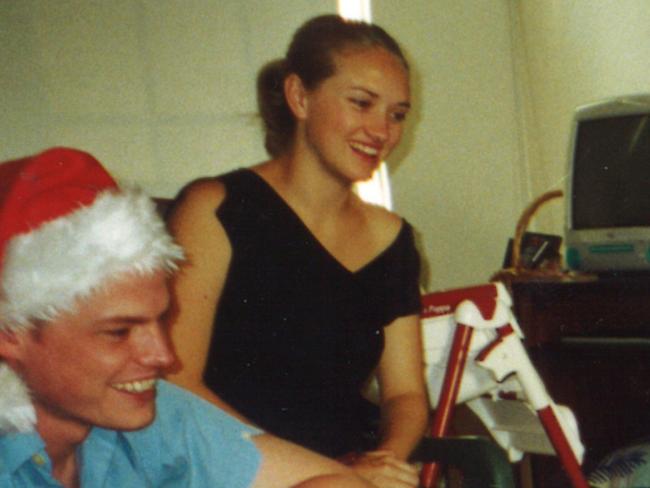 David Breckenridge with girlfriend Teall on Christmas morning in 2001.