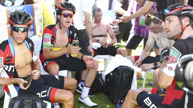 CYCLING - Tour Down Under - Stage 4 - Norwood to Uraidla. Richie Porte back at the team car after the stage. Picture Sarah Reed