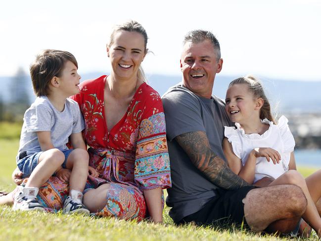 Jai and Kat Micaleff with kids Riley and Layla pictured at Shell Cove on the NSW South Coast. Picture: Sam Ruttyn