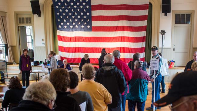 Voters wait to get a ballot at a polling station in Hillsboro, Virginia. Picture: AFP.