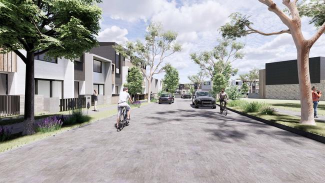 Artist impression of a proposed development at Camden Valley Way, Leppington, Sydney. Picture: ClarkeHopkinsClarke