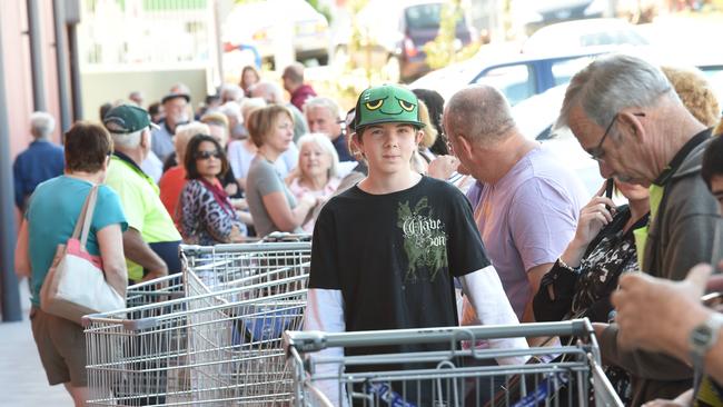 Hayden Ackland, 13, of Goonellabah, waited in line at the opening of the Aldi Goonellabah opening. Photo Marc Stapelberg / The Northern Star