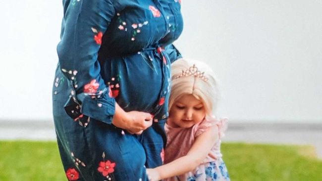 Mum Bonnie who is expecting the family's third child in late July with daughter three-year-old cancer patient Arianna Baczynskis.