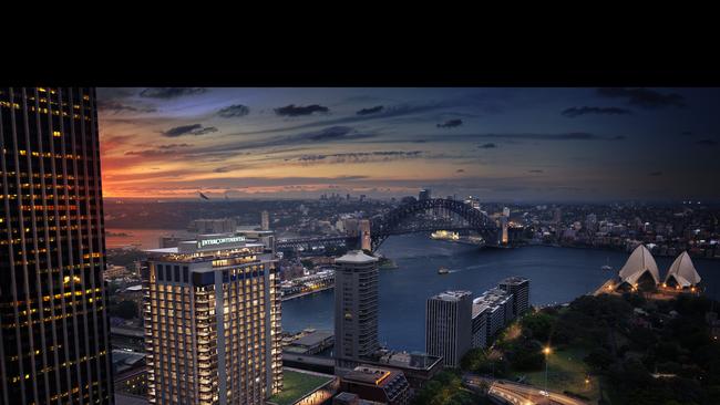 An aerial artist’s impression of the InterContinental in Sydney.