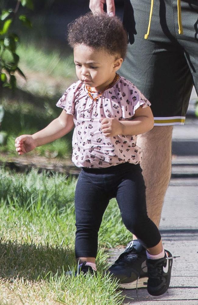 Alexia Olympia, 1, looks seriously cute while toddling her way down the footpath. Picture: Media Mode