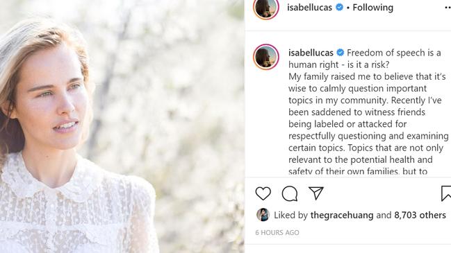 Isabel Lucas on Instagram in April.