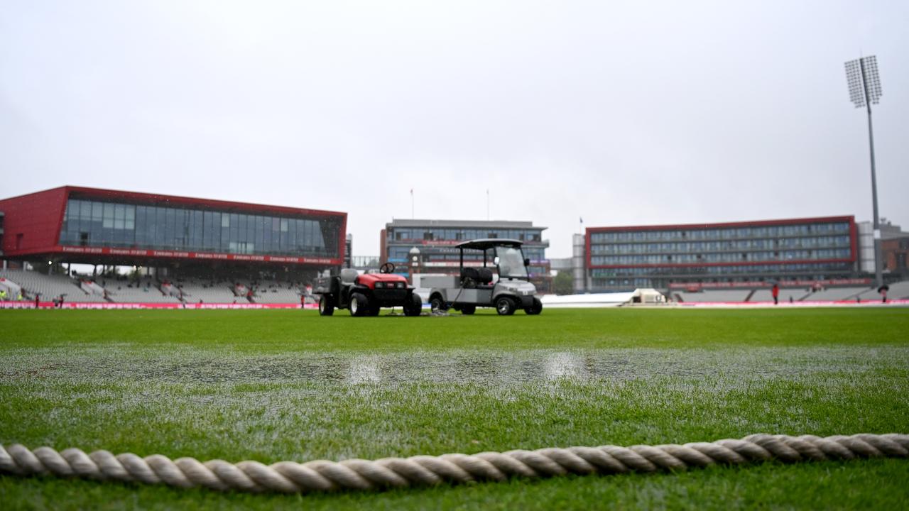 Water pooled in the outfield as the game finished in a disappointing manner.