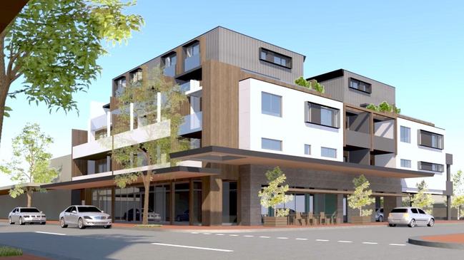 Corner Perspective of the five storey shop top development that will be built at Umina.