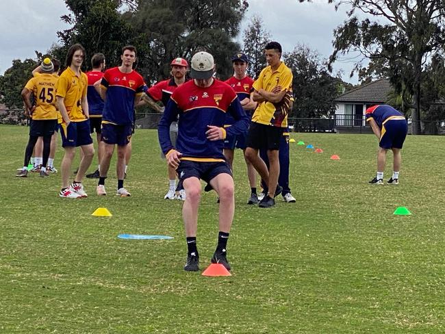 Kingston Hawthorn players hit the training track last Saturday morning.