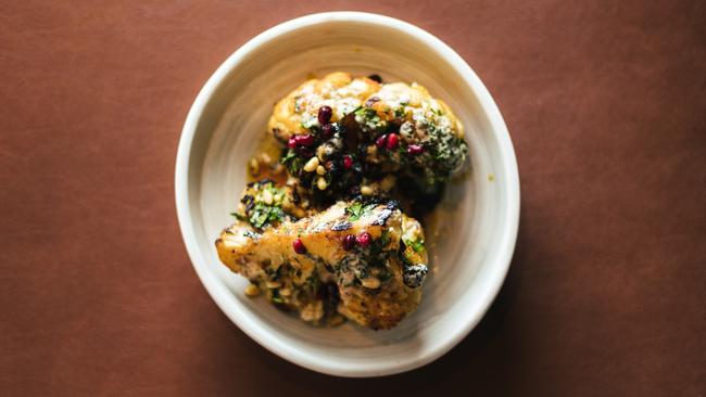 BBQ cauliflower, tahini, pomegranate at Bar Lune, Beulah Park.