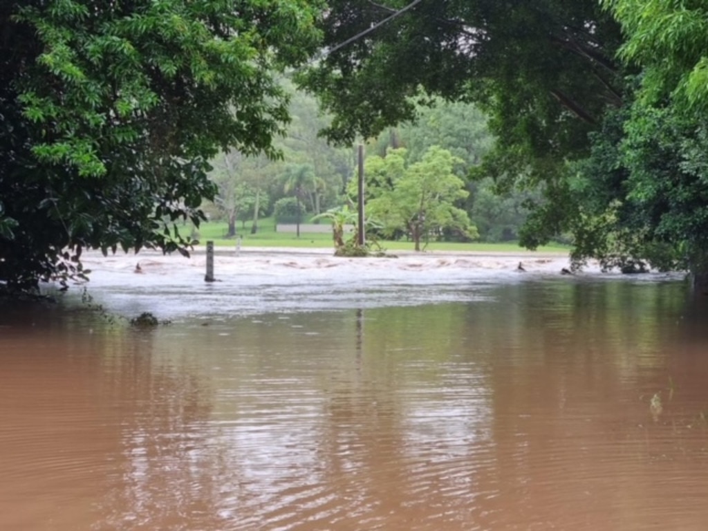 Flooded Gunsynd Rd where the woman went missing. Picture: Greg Stolz