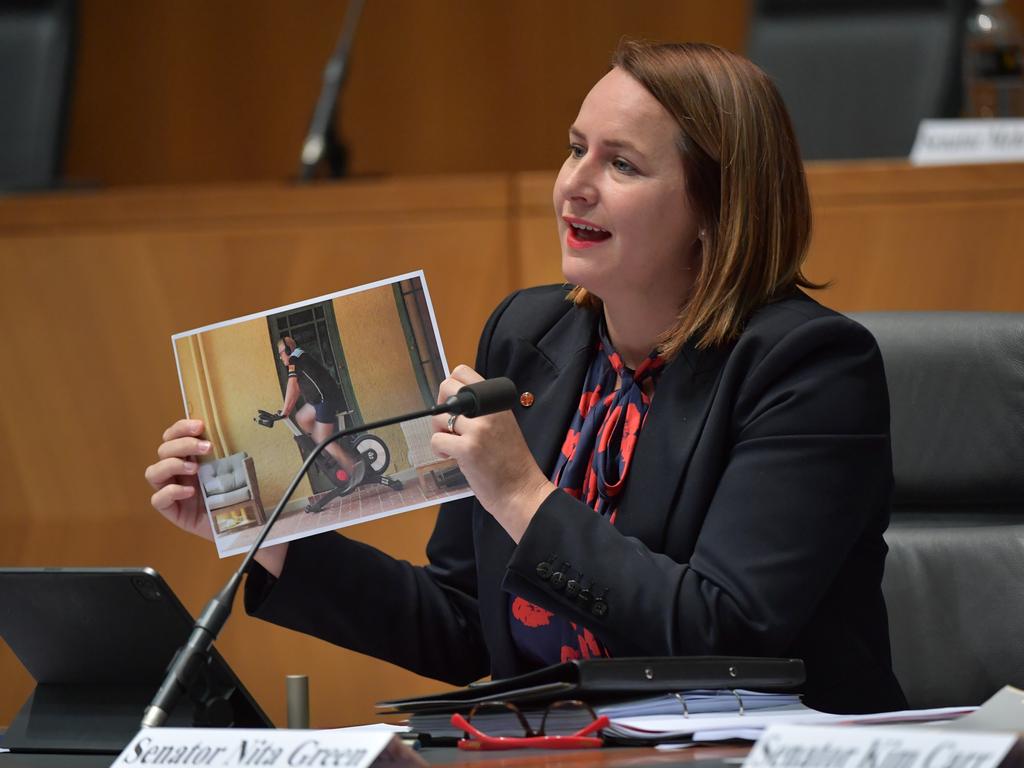 Senator Nita Green references a handout image published in News Corp Australia. Picture: Getty Images