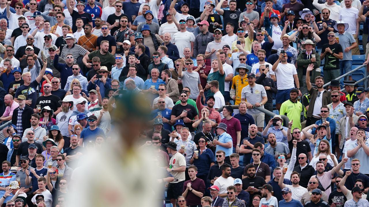 The crowd mock Australia's Alex Carey after he is dismissed at Headingley, Leeds. Picture: Getty