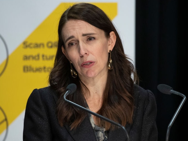 WELLINGTON, NEW ZEALAND - AUGUST 18: New Zealand Prime Minister Jacinda Ardern speaks during a COVID-19 response update at Parliament on August 18, 2021 in Wellington, New Zealand. There are now seven active COVID-19 cases in the community in Auckland, with genomic sequencing linking it to the Delta outbreak that began in Sydney. The new cases come on the first day of level 4 lockdown restrictions across New Zealand following confirmation of a positive case in the community on Tuesday which triggered the nationwide lockdown. All of New Zealand is subject to Alert Level 4 restrictions for the next three days, while Auckland and the Coromandel Peninsula will remain in lockdown for seven days. Under COVID-19 Alert Level 4 measures, people are instructed to stay at home in their bubble other than for essential reasons, with travel severely limited. All non-essential businesses are closed, including bars, restaurants, cinemas and playgrounds. All indoor and outdoor events are banned, while schools have switched to online learning. Essential services remain open, including supermarkets and pharmacies. (Photo by Mark Mitchell - Pool/Getty Images)