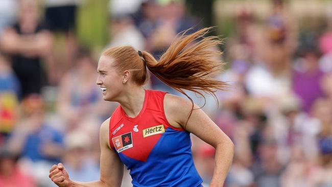 Aimee Mackin’s younger sister Blaithin has slotted seamlessly into Melbourne’s side, starring in the season seven finals series on the way to a premiership. Picture: Russell Freeman / Getty Images