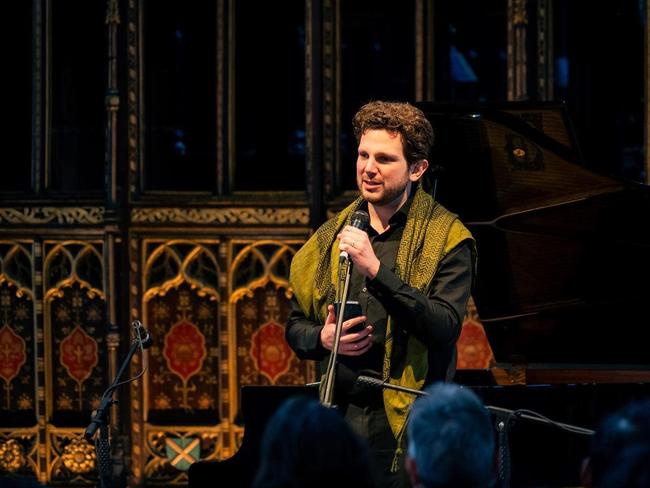 Australian pianist Jayson Gillham pictured at a performance in Manchester in June 2024, the concert raised money for the Palestine Children's Relief Fund. Picture: Abhishek Kodaganallur Pichumani