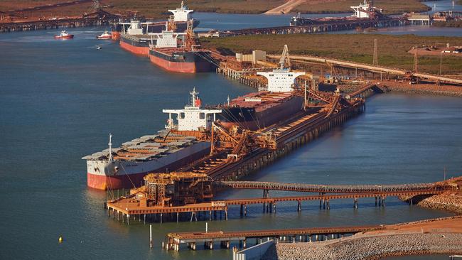 Treasury forecasts iron ore prices will drop by 36 per cent next year. Picture: Pilbara Ports Authority