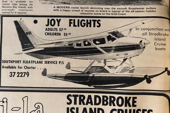 Joy flights have always been popular on the Gold Coast. Gold Coast Bulletin old advertisements. July 1975