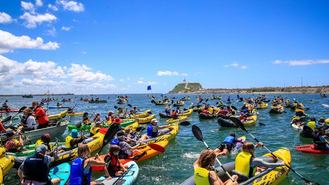 Students and climate protesters take to blockade access to the Newcastle coal port. Picture: Getty