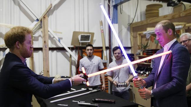 The brothers on a tour of the Star Wars sets at Pinewood studios in 2016. The Prince of Wales, William, has long been a punching bag for his little brother, friends have revealed. Picture: Getty