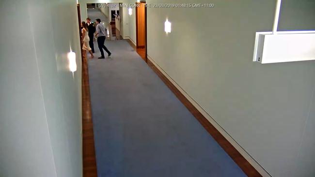 The moment Brittany Higgins and Bruce Lehrmann enter Senator Reynolds’ office. Picture: NCA NewsWire.