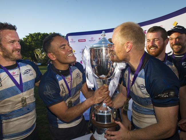 Sydney Convicts celebrate their 2014 Bingham Cup win. Picture: Chris McKeen