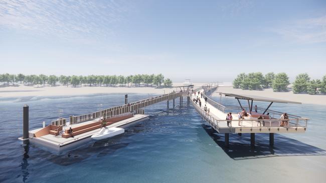 What the new jetty and pontoon planned for The Spit on the Gold Coast will look like.