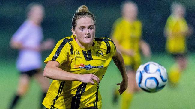 Meg McElligott in action for Moreton Bay United.