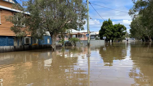 Flooded streets in Windsor. Picture: Rachael Rosel