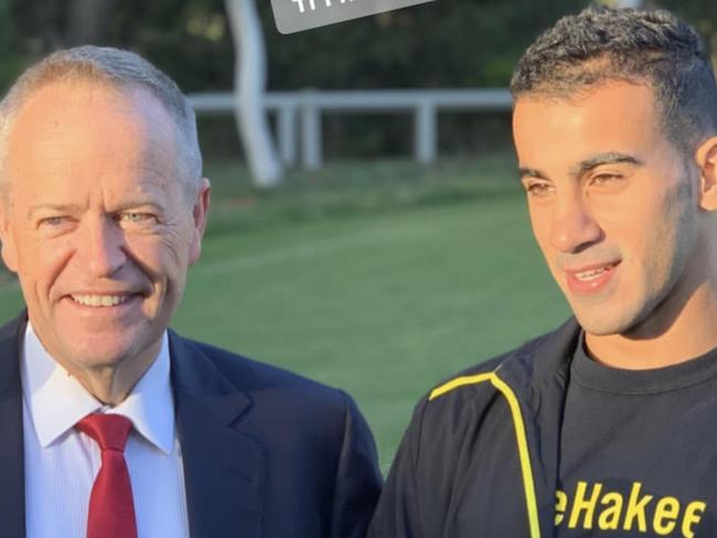 Bill Shorten with Hakeem al-Araibi at Parliament House. Picture: Instagram