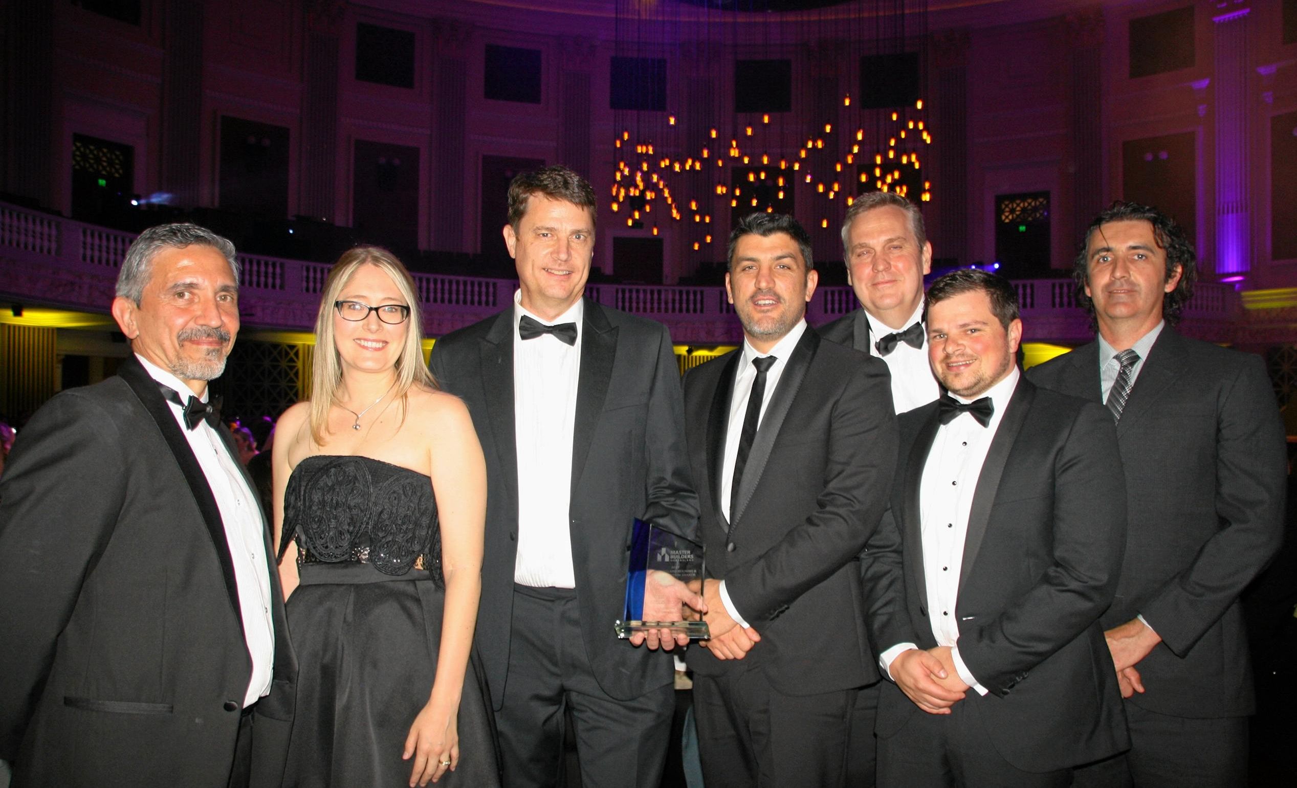 Lendlease, winners of the Project of the Year and Health Facilities over $20million, at the 2017 Master Builders Queensland Housing and Construction Awards at Brisbane City Hall. Picture: Erle Levey