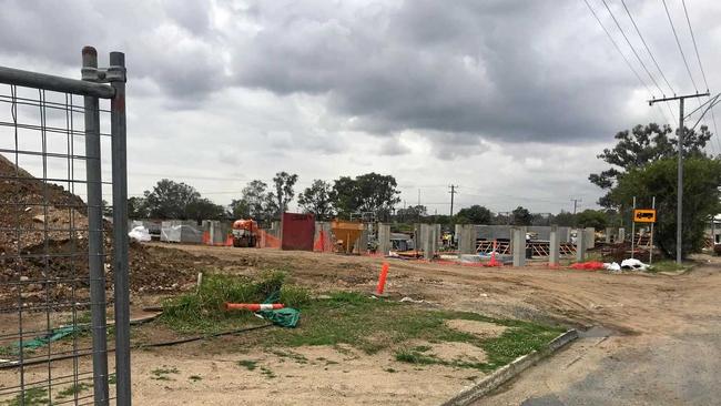 The ALDI construction site was bare today after tradespeople walked off the job after JMK Kelly went into liquidation. Picture: Shayla Bulloch